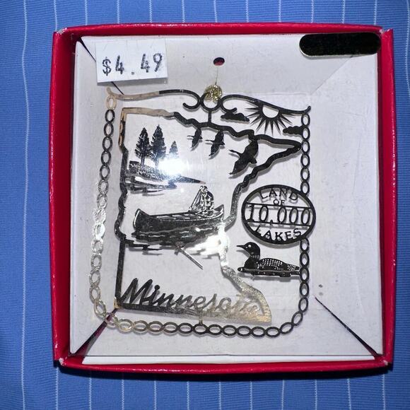 Vintage Nation’s Treasures Genuine 24K Gold Flashed Brass Ornament Minnesota - Picture 1 of 4